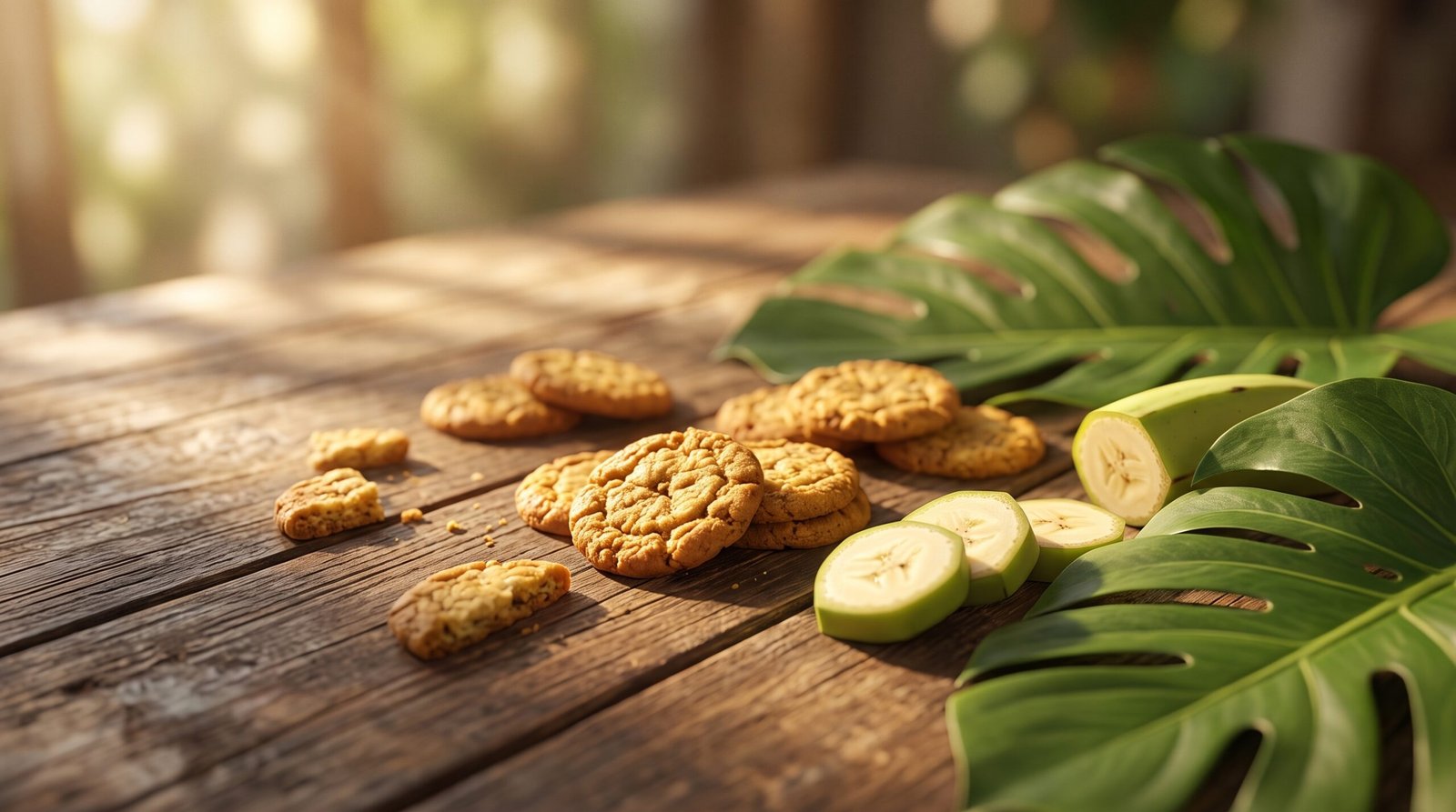 Galletas en mesa de madera